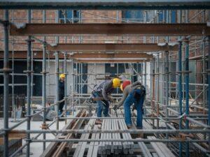 Rusztowanie metalowe na placu budowy